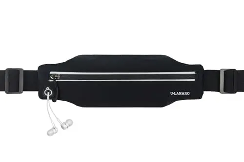 Generic slim running belt stretched to show expandable pocket