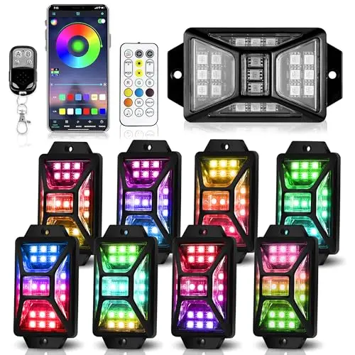 Auto Buero 8-pod RGB rock lights kit with remote control for trucks and golf carts