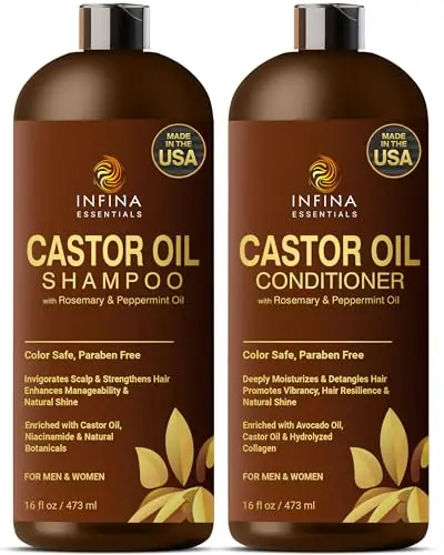 INFINA ESSENTIALS Castor Oil Shampoo and Conditioner set for hair growth
