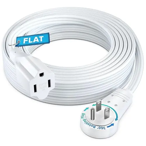Maximm 20-foot flat extension cord with a unique 360-degree rotating plug.