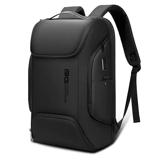 FUTURE AESTHEICS sleek black coated Oxford backpack with minimalist design
