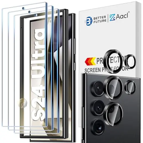 AACL 3-pack screen protector and 1-pack alloy camera lens protector for Samsung Galaxy S24 Ultra