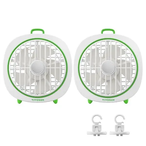 Two small white VIVOSUN AeroWave D4 clip fans with hooks