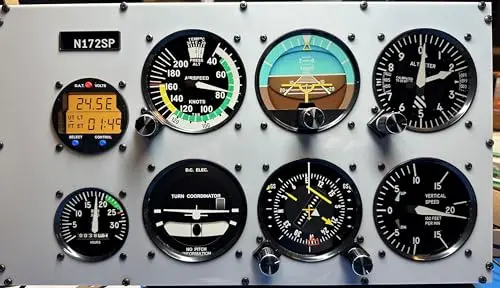 ALTMOT flight simulator instrument panel with integrated monitor and physical knobs