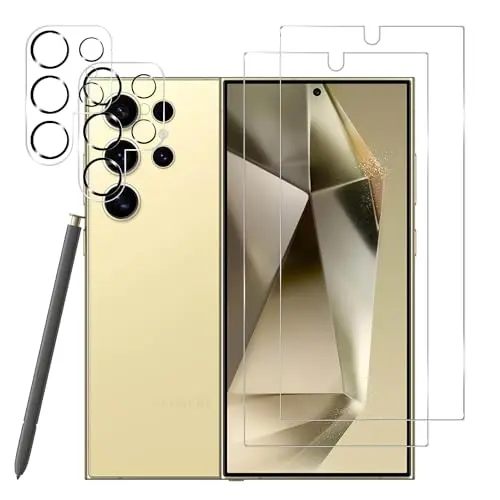 BIGFACE 2-pack screen protector and 2-pack camera lens protector for Samsung Galaxy S24 Ultra