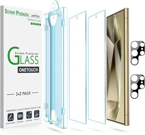 amFilm OneTouch screen protector with auto-alignment frame for Samsung Galaxy S24 Ultra