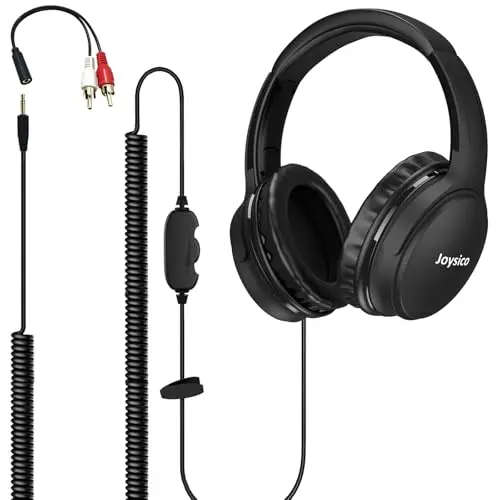 Joysico wired over-ear headphones with long coiled cable