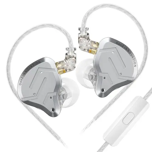 KZ ZSN Pro 2 silver in-ear monitor headphones with metal faceplate