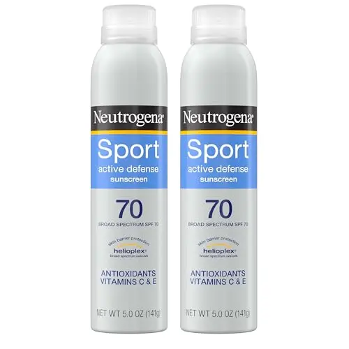 Twin pack of Neutrogena Sport Active Defense SPF 70 sunscreen spray cans