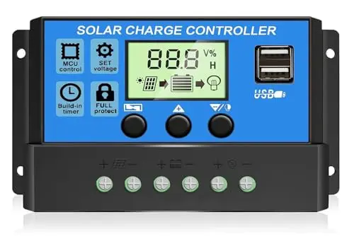 Rolokit 30A PWM solar charge controller with LCD display and dual USB ports