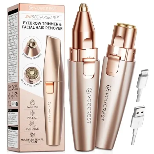 VG VOGCREST rose gold eyebrow and facial hair trimmer with LED light