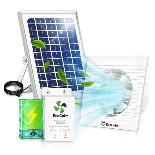 ecoCalm solar fan with battery and thermostat for small coops