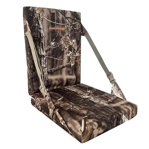 AUSCAMOTEK camouflage hunting seat cushion with an adjustable backrest