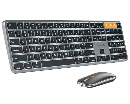 ProtoArc backlit wireless keyboard and mouse in space gray with numeric keypad