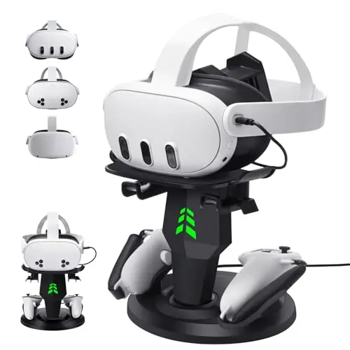 alcopanda white VR headset charging stand and display for Quest 3
