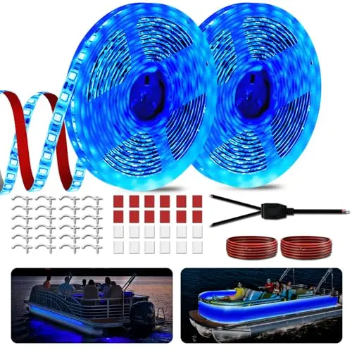 JUIOHAKY 40-foot blue LED strip light kit for pontoon boat interior