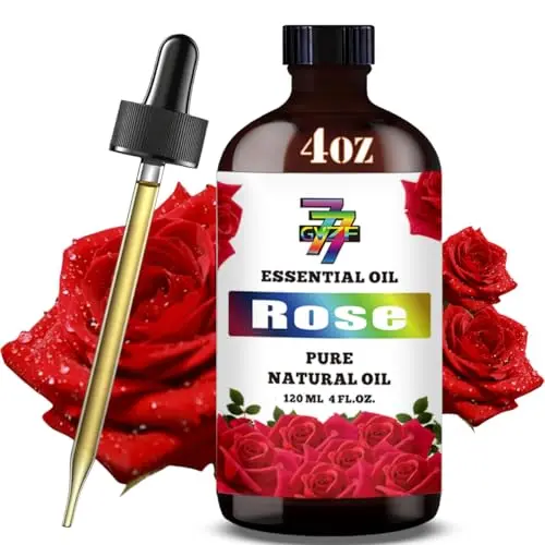 GV77ZF Rose Essential Oil in large 4oz amber bottle