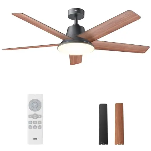 Dreo 52-inch black ceiling fan with light and remote control