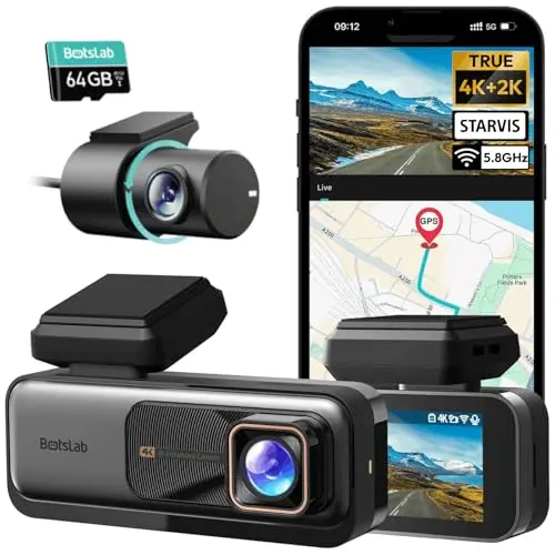 BOTSLAB G980H dual dash cam with a Sony STARVIS sensor label on the front camera.