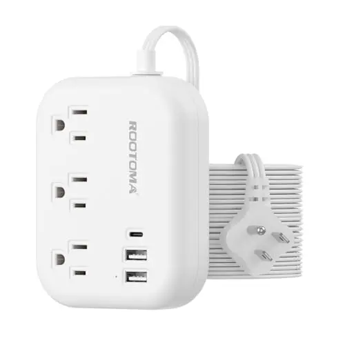 ROOTOMA 15-foot flat extension cord with built-in surge protection.