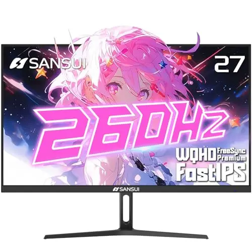 SANSUI 27-inch 1440p 260Hz Fast IPS gaming monitor with minimalist bezels