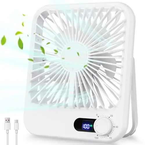 Cooperwin small white portable desk fan on a nightstand