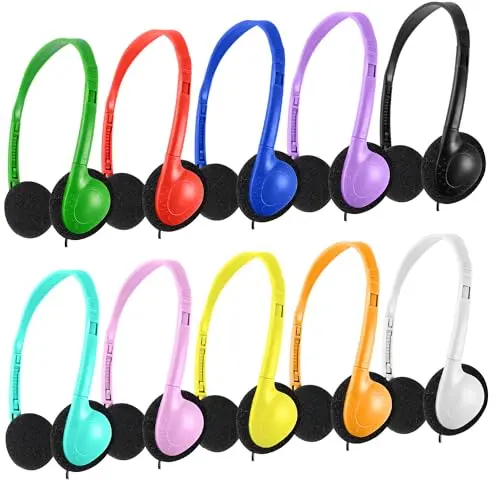 CN-Outlet 25 pack of mixed color classroom headphones with adjustable headbands