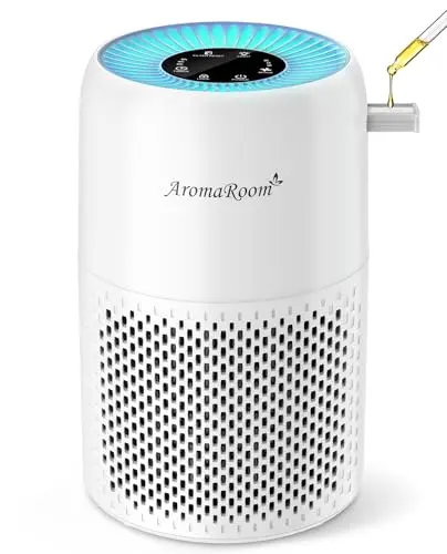 AromaRoom AP100-A small white air purifier with colored light