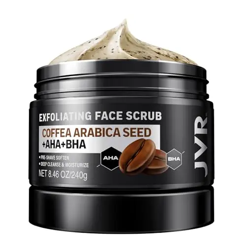 JVR Face Scrub jar with coffee extract formula