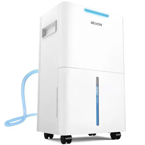 SEAVON white compressor dehumidifier with wheels and handle