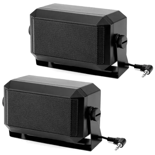 QWORK 2-pack of compact external speakers for CB and ham radio