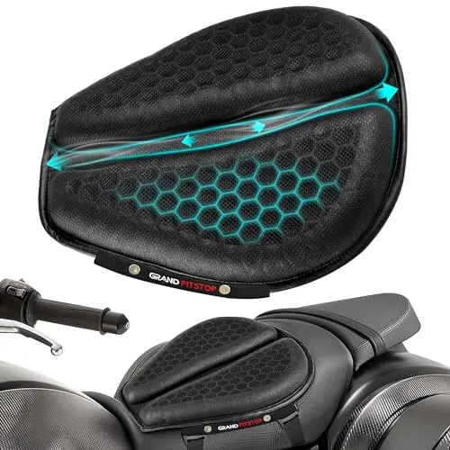Grand Pitstop Foldable Motorcycle Gel Seat Cushion in black