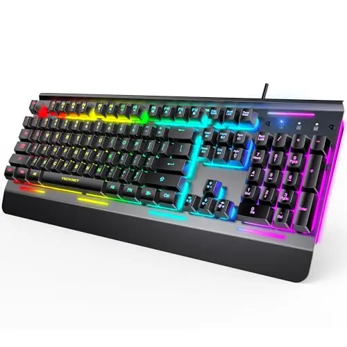 TECKNET whisper quiet gaming keyboard with RGB backlighting