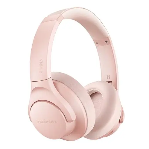 Soundcore Life Q20 over-ear headphones in pink with foam ear cups