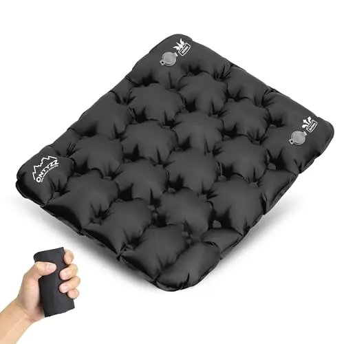 ONTYZZ Black inflatable seat cushion with lattice air support pattern