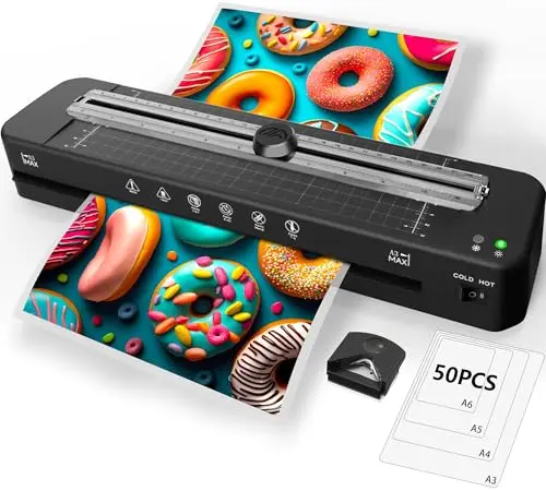 Black Raycial 13-inch laminator machine kit with paper cutter and corner rounder.
