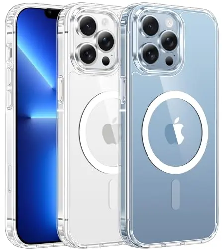 FNTCASE clear magnetic iPhone 13 Pro Max case with anti-yellowing technology