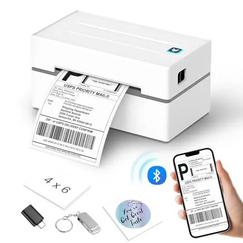 Anycash White Bluetooth 4x6 Thermal Label Printer