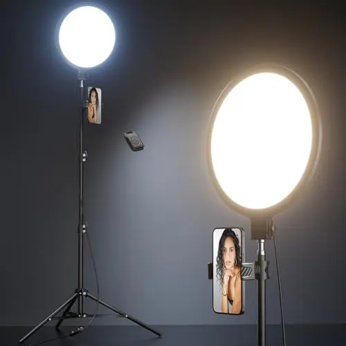 Weilisi 10.5-inch full-screen round panel ring light on a tripod