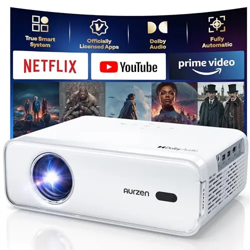 Aurzen EAZZE D1 smart projector displaying an educational app