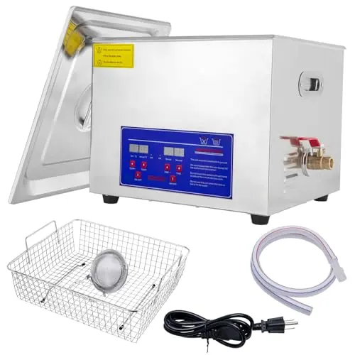 Large 15L industrial ultrasonic cleaner with digital timer for dental instruments