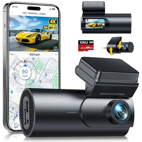 GKU D600Pro dash cam front and rear with small screen