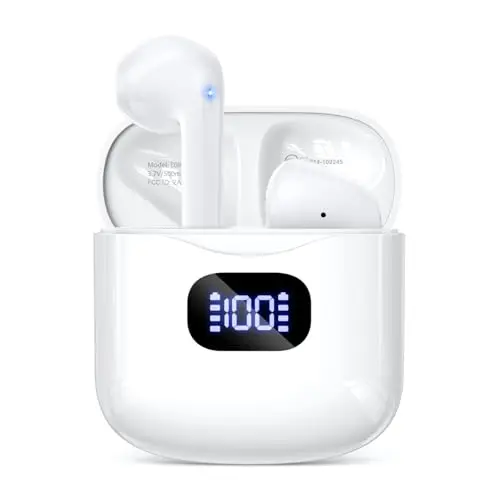 KTGEE T08 wireless earbuds with U-shaped design and LED case