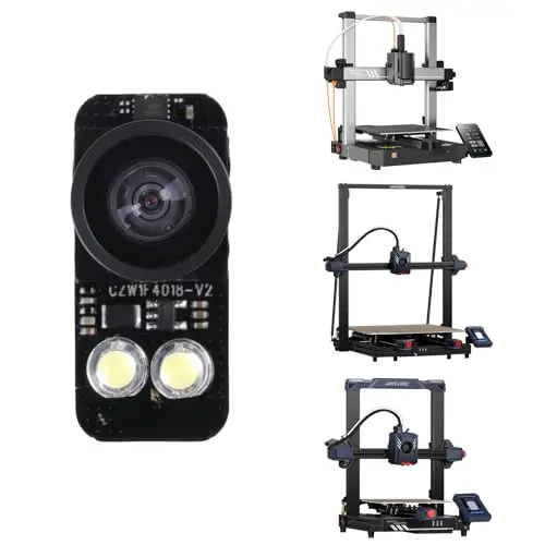 Anycubic Kobra 3 3D printer camera mounted on a printer, showing live feed on a smartphone app.