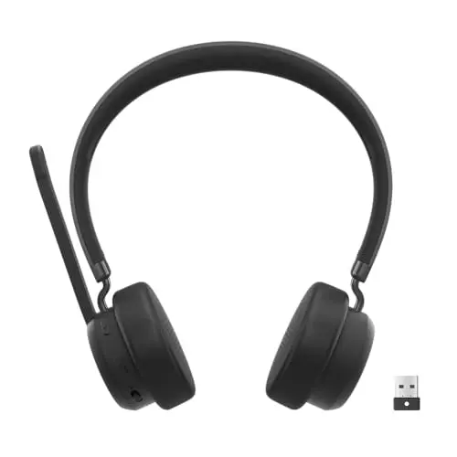 Lenovo lightweight black wireless headset for VoIP calls