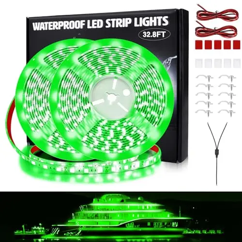 Yeenoon 32.8-foot green marine LED light strip with silicone coating