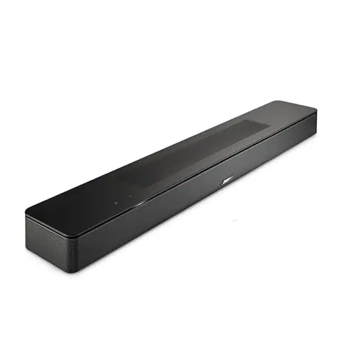 Bose Smart Dolby Atmos Soundbar, a compact black soundbar with a minimalist design.