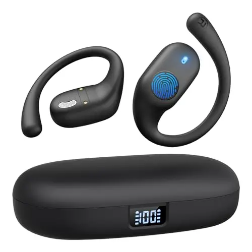 Eigsupia open ear Bluetooth headphones with digital display case
