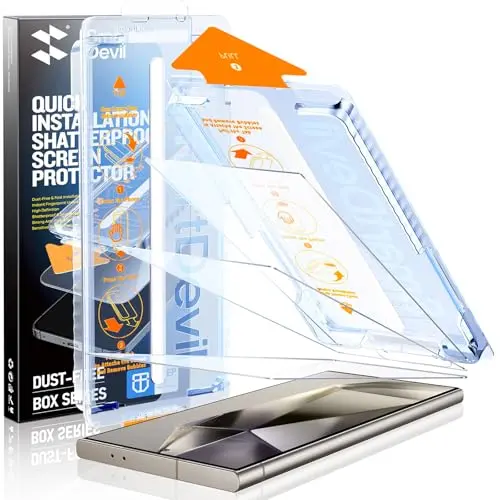 SMARTDEVIL 3-pack clear tempered glass screen protector for Samsung Galaxy S24 Ultra with alignment frame