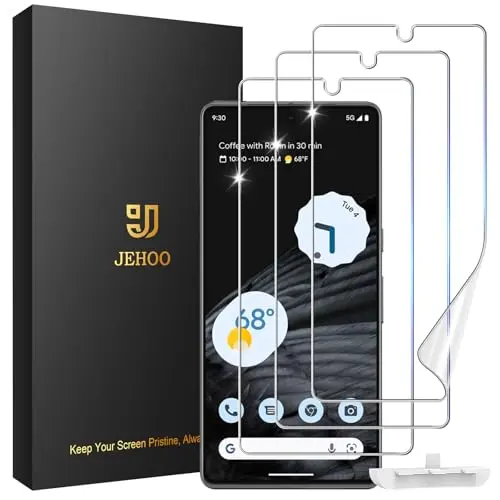 JEHOO 3-Pack Flexible TPU Screen Protector for Google Pixel 7 Pro with installation tool